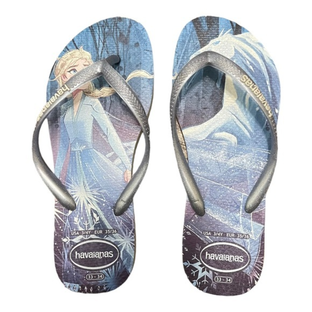 VGUC‎ Havaianas Disney Frozen Flip Flops size 3/4Y